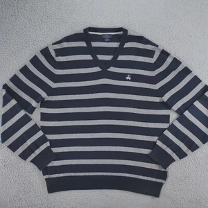 Brooks Brothers 346 Sweater Mens Extra Large Blue Gray Striped Cotton Cashmere - Picture 1 of 21