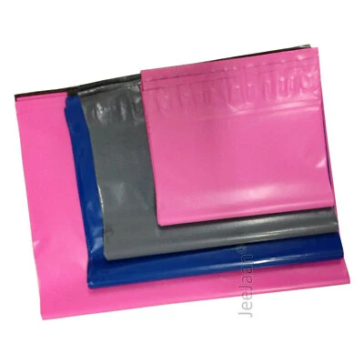 JEEJAAN 50 MIXED SIZE PINK BLUE GREY POSTAL MAILING MAIL BAGS POLY MAILER BAGS CHEAPEST