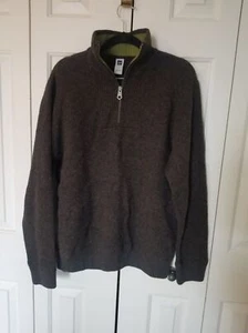 Gap 1/4 quarter zip sweater wool lambswool chocolate brown L - Picture 1 of 5