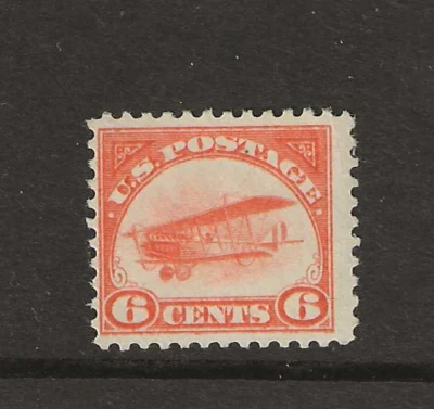 US Scott #C1 mint never hinged 6c orange 1918 Curtiss Jenny air mail og f/vf - Image 1 of 2