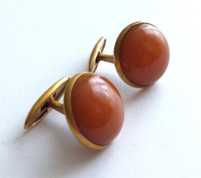 Gemelos ámbar coñac ruso báltico URSS de mediados de siglo de la década de 1960 de colección Foto 1 de 4