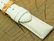 Vintage NOS Unused Watch Band Leather Rose Gold Tone Deployment Clasp 24mm Long