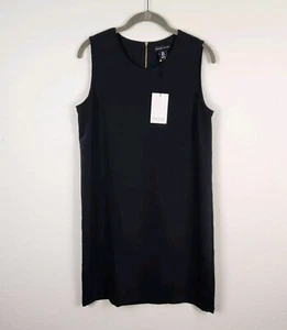 ADRIENNE VITTADINI Womens Size 6 Dress Straight Shift Sleeveless Midi Black Zip - Picture 1 of 7