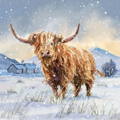 Charity Christmas Xmas Cards - Highland Cow - Pack of 10 - Free Delivery - Image 1 of 2