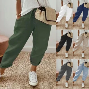 Damen Capri-Jogginghose Mit Kordelzug Solide Dünne Sport-Cargo-Shorts æ - Bild 1 von 19