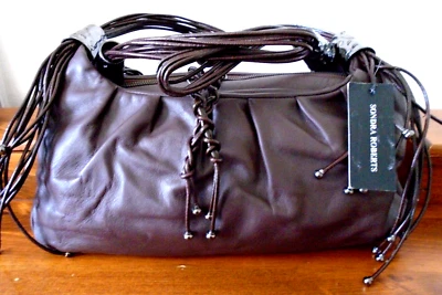 SONDRA ROBERTS chocolate brown leather satchel style shoulder bag - Image 1 of 4