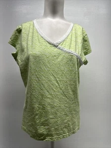 Camisa Top Pijama Granate Hill Manga Corta Floral Imitación Envoltura Verde Algodón S Pequeña - Imagen 1 de 6