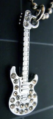 Collar Estrás Guitarra Colgante Cadena Bola Inoxidable Nuevos Cristales Bajo Foto 1 de 4