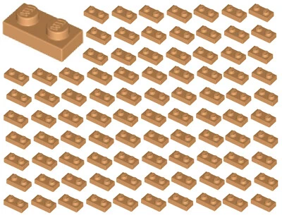 ☀️Lego 1x2 Medium Nougat  Plates x100 Building Part Piece Bulk Lot Legos #3023 - Image 1 of 2
