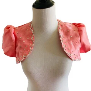 New! Girls Pink Sequin Pageant Dress Bolero Jacket Sz 10 - Picture 1 of 3