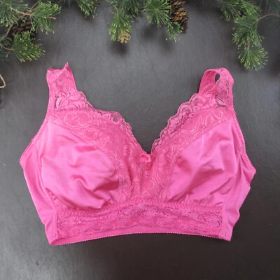 Sujetador Rhonda Shear XL Rosa Encaje Inalámbrico Ligeramente Forrado Cierre Ajustable Espalda Foto 1 de 4
