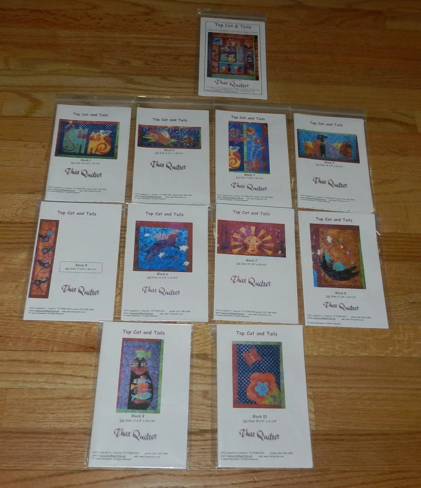Laurel Burch Inspired Quilt Patterns NEW Top Cat & Tails 10 Blocks for Applique - Image 1 of 4