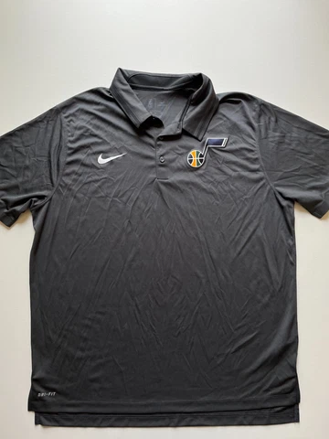Nike Utah Jazz Polo Shirt Mens 2XL Gray Short Sleeve Basketball Authentic NBA Cover