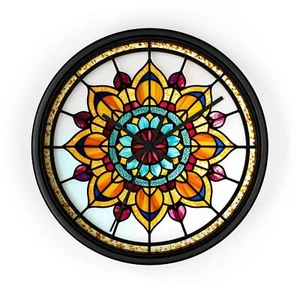 Mandala Reloj de Pared Vidrieras Imitación Oficina Reloj Estilo Boho Regalo para Mamá, - Imagen 1 de 19