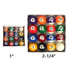 16Pcs Billiards Pool Table Billiard Ball Standard Size 2-1/4" 1" Mini Size Full