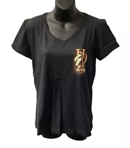 Harley Davidson Women's Down Banner V-Neck Short Sleeve Shirt Black 3001786-BLCK - Picture 1 of 2