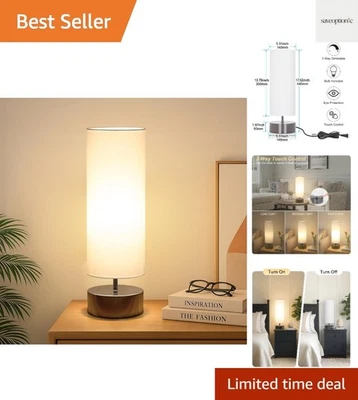 Touch Table Lamp, 3-Way Dimmable Modern Minimalist Accent Bedside Lamp with C... - Image 1 of 4