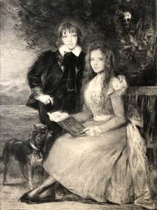 D'après Humbert, Waltner — portrait d'enfants — eau-forte signée — SFAA — 1900. - Bild 1 von 8