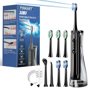 Portable Electric Toothbrush with Water Flosser Combo for Adults, 6 Brush Hea... - Picture 1 of 9