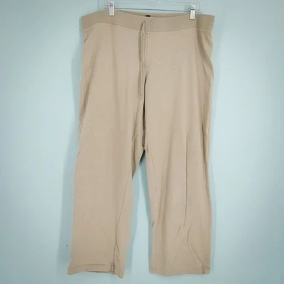 Pantalones de algodón tejido Eileen Fisher talla XL tostados pierna recta elásticos sistema de tracción Foto 1 de 4