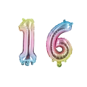 Number Sixteen Colorful Balloon, 32" Foil Sweet 16 Birthday Party Age Balloon - Picture 1 of 1