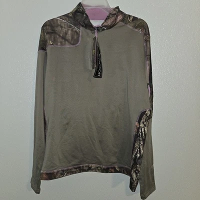 XL Women's Mossy Oak YUKON Gear 1/4 Zip Baselayer Camo / Pink Hunting Jacket NWT - Image 1 of 4