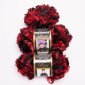 Bernat Boa Yarn 3 Cardinal Skeins Bulky 5 Polyester Knit Crochet Craft Black/Red - Picture 1 of 13