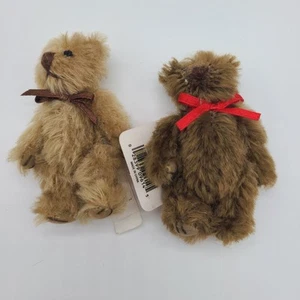 1996 GUND MOHAIR COLLECTION Miniature BEAR Movable & Jointed 3" THEO - Lot of 2 - Imagen 1 de 4