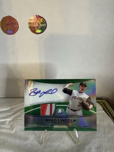 2010 Bowman Platinum Relic rifrattore verde / 199 Brad Lincoln #PAR-BL patch auto - Foto 1 di 2