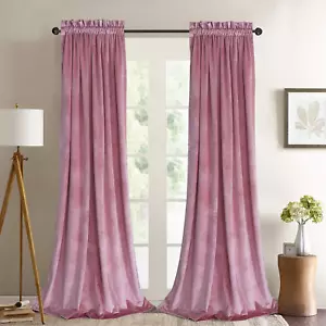 Velvet Curtain Panels Pink Blush Window Luxury Drapes for Bedroom Thermal Insula - Picture 1 of 9