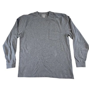 Camiseta LL Bean Hombre Gris Medio Manga Larga Ajuste Tradicional Bolsillo Algodón - Imagen 1 de 12