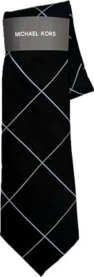 Corbata para hombre Michael Kors York Classic Grid en negro azul blanco Foto 1 de 4
