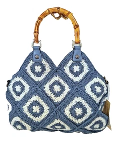 BOLSA PATRICIA NASH DELPHI DIAMOND CROCHET - AZUL NIEBLA - NUEVA CON ETIQUETAS - Imagen 1 de 15