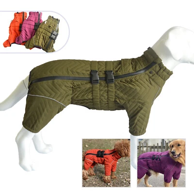 Dog Winter Coat 4 Legs Covered Windproof Waterproof Reflective Warm Dog Clothing - Image 1 of 4