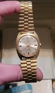 1970 Timex Automatic Self-wind Watch 4064-3170 Presidential Band Gold Tone Works - Picture 1 of 10