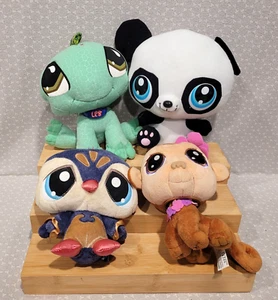 2000s Hasbro Littlest Pet Shop Iguana Monkey Panda Bear Penguin Plush Toy Lot - Picture 1 of 17