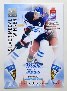 2016 BY cards IIHF WC Silver Finland #FIN-L11 Mikko Koivu #/25