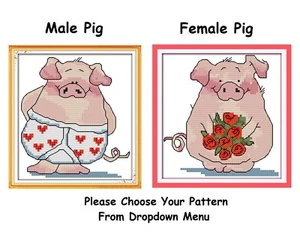Valentine Funny Pigs 14CT & 11CT Aida Counted Cross Stitch x 1 Kit - Picture 1 of 7