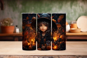 Cute Halloween Design "Double Wall Stainless Steel Skinny Tumbler Cup" 20 OZ - Picture 1 of 4