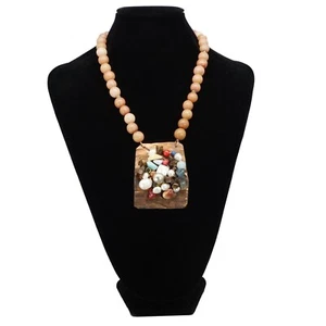 collana boho con pendente ciondolo rame hippie pietre multicolore - Foto 1 di 12