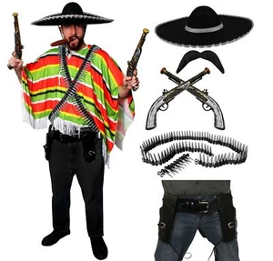 MEXICAN BANDIT FANCY DRESS COSTUME MENS DELUXE MEXICO FIESTA PARTY COSTUME - Picture 1 of 1