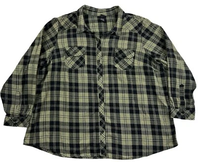 Disney Women Green Button Up Long Sleeve Plaid Shirt Sz 4 Tinkerbell - Image 1 of 4