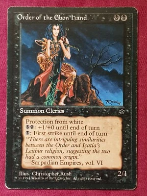 Magic The Gathering FALLEN EMPIRES ORDER OF THE EBON HAND RUSH black card MTG - Image 1 of 2
