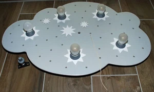 Deckenleuchte Wolke Sternenhimmel hellgrau für Kinderzimmer mit LED Sternen - Bild 1 von 4