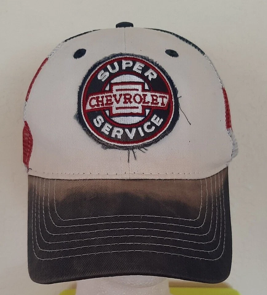 De colección Chevrolet Super Service Rojo Blanco Azul Gorra Snapback--¡En muy buena condición! Foto 1 de 4