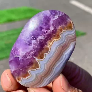 56G Natural Amethyst Agate Quartz Crystal oval-shaped Mineral Reiki Healing - Bild 1 von 24
