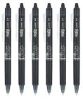 Pilot Frixion Clicker Erasable Black Gel Ink Pens Fine 0.7mm Retractable 6 pc