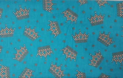 52 In. Cotton Flannel Aqua With Gray Crowns JoAnn Fabric - Image 1 of 4