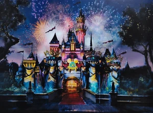 DISNEYLAND GALLERY PARK WALT DISNEY CASTLE 50TH COLOR ART PRINT - Picture 1 of 6