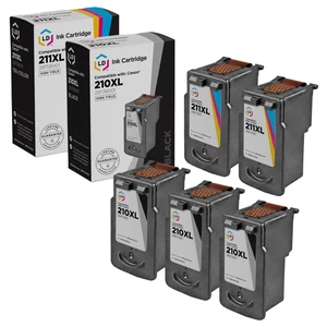 LD Canon Replacement PG-210XL & CL-211XL Set of 5 High Yield Ink Cartridges - Picture 1 of 9